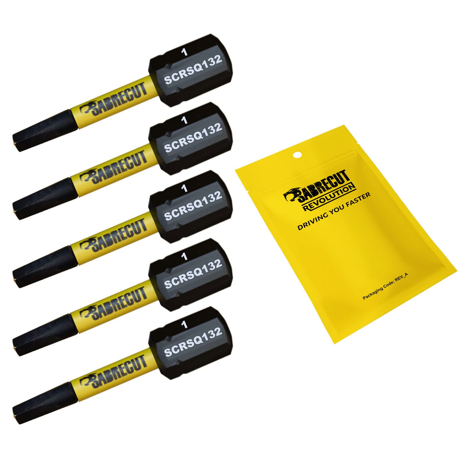 5 x SabreCut SCRSQ132_5 32mm SQ1 Square Magnetic Impact Screwdriver Driver Bits Set Single Ended Heavy Duty