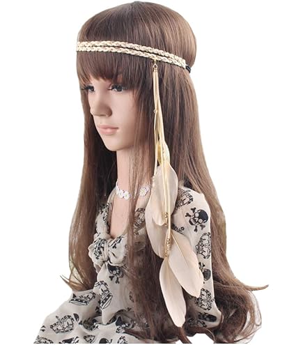 Indian Romany Hippie Feather Headband – Boho Chic Hair Band, Handmade, 62 Inch, Can Be Used As Belt - View #8