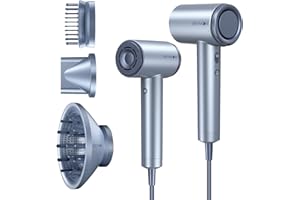 SKYMOON Hair Dryer with Diffuser and Comb, 1400W Powerful High Speed Ionic Blow Dryer, 110,000RPM Fast Drying, 4 Temps & 3 Speeds Hair Dryer for Home & Travel, Silver