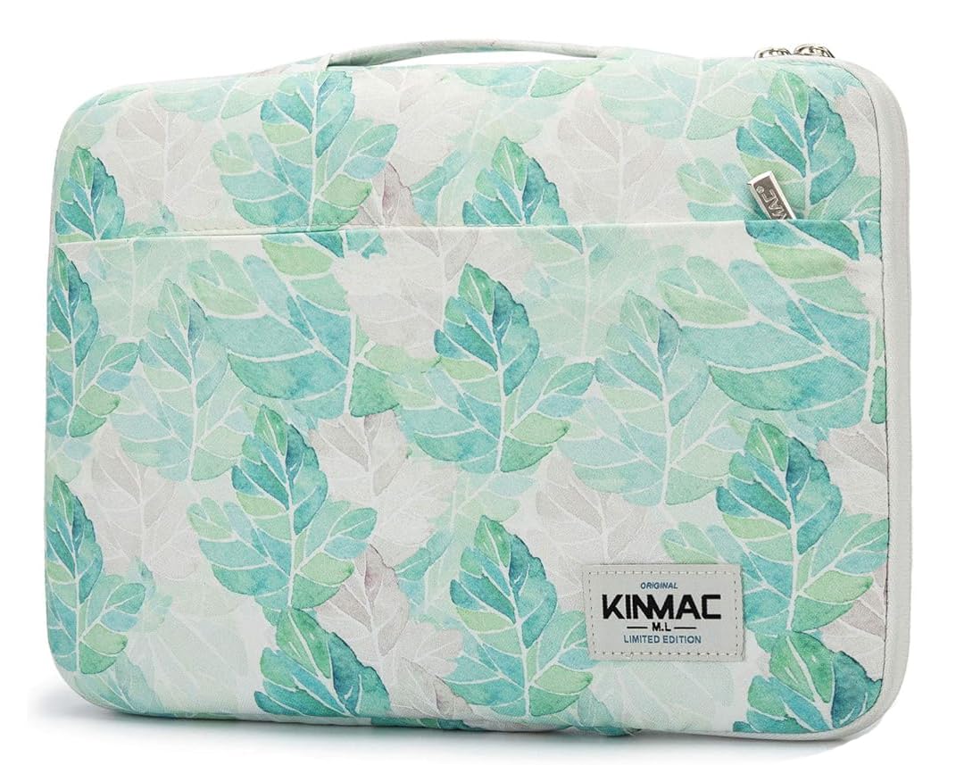 Kinmac 360° Protective Laptop Sleeve Case Bag Cover with Handle for MacBook Pro 16 inch,16 inch HP,Lenovo,Dell,ASUS,Acer Ultrabook and Business Laptop (Green Leaf)