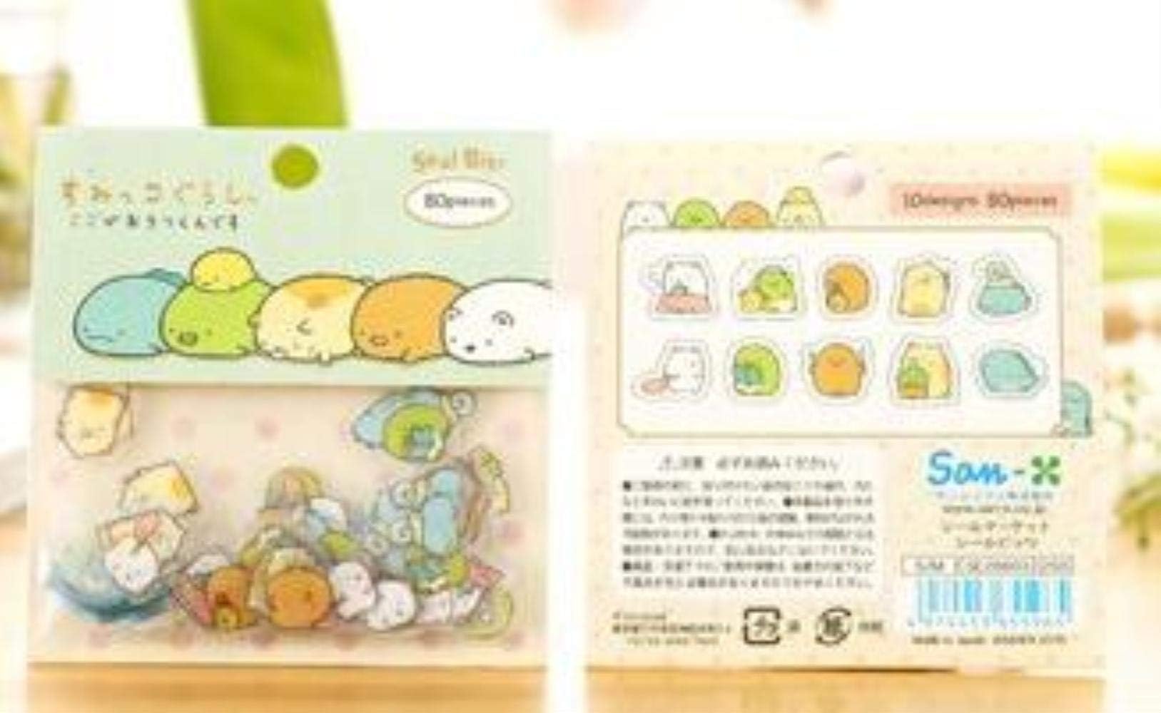 Cute Sticker - 80 pcs/Pack Cute Sumikko Gurashi Cat Sentimental Circus Stickers Diary Label Stickers Decorative Scrapbooking DIY Stickers (Green Summikko)