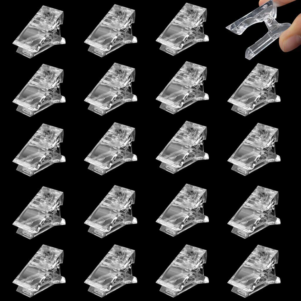 Nail Tips Clip Transparent Polygel,Extension Finger Nail Extension UV LED Builder Clips Clear Plastic DIY Manicure Nail Art Tool Set For Poly Gel(10 Pack)