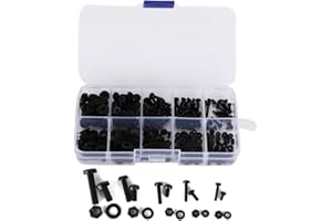 270pcs Nylon Screw Nut Washer Assortment Kit, M2 M2.5 M3 M4 M5 Hardware Fasteners with Storage Box, Black