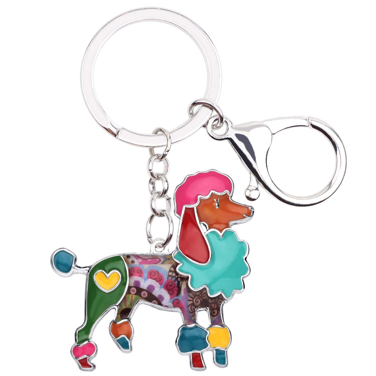 WEVENI Enamel Alloy Poodle Dog Keychain Pet Key Ring Bag Car Wallet Charms For Women Girls (Multicoloured)