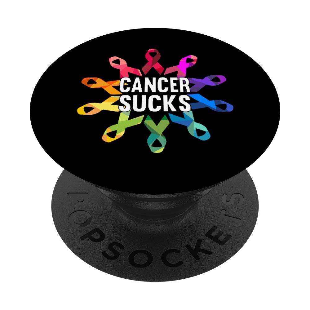Cancer Sucks Survivor Awareness Gift Colors Men Women PopSockets Grip and Stand for Phones and Tablets