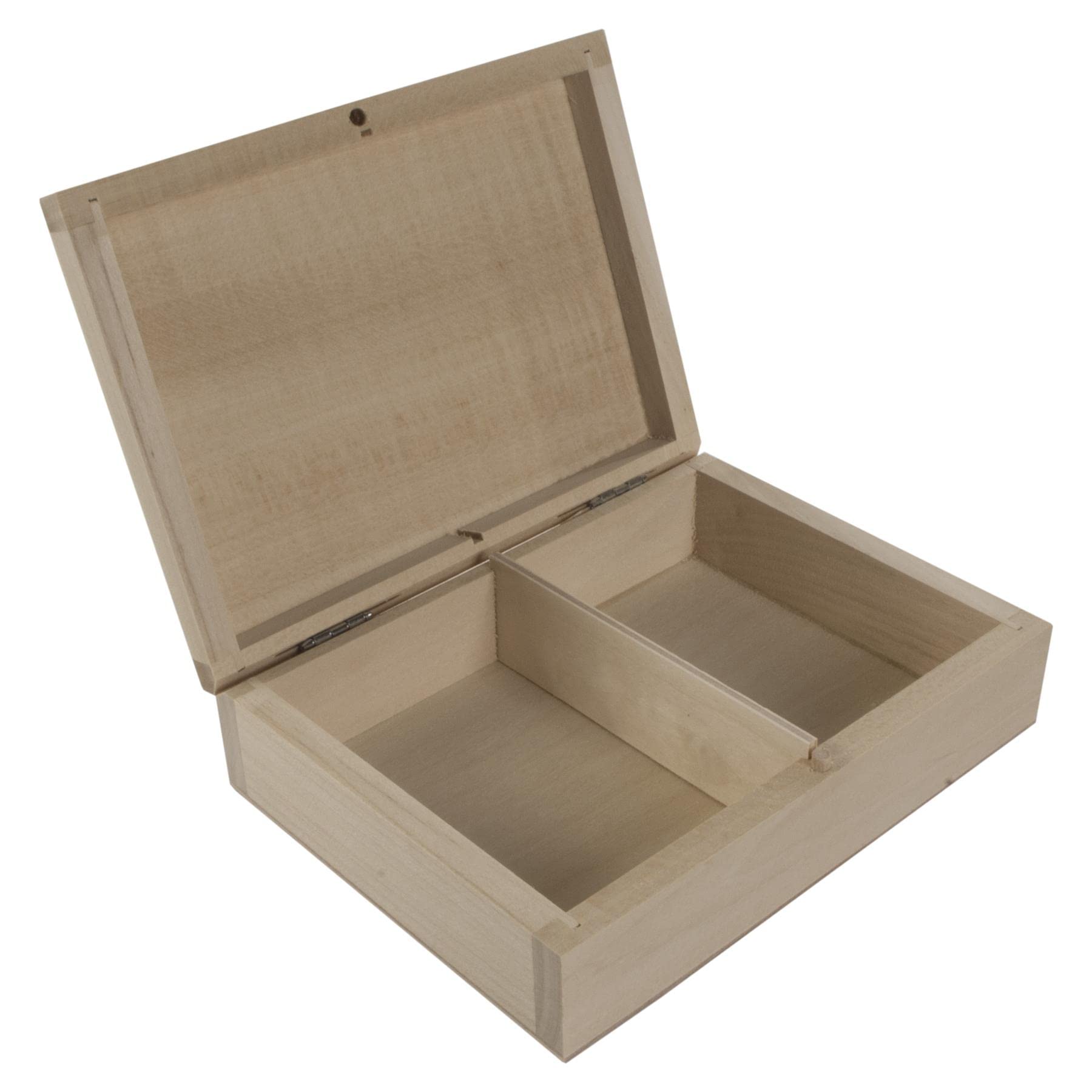 WooDeeDoo Birchwood Playing Card Box | Double Deck Holder Case with Bolt Closure | Plain Unpainted Decorative Pine | 2 Compartments Wooden Storage