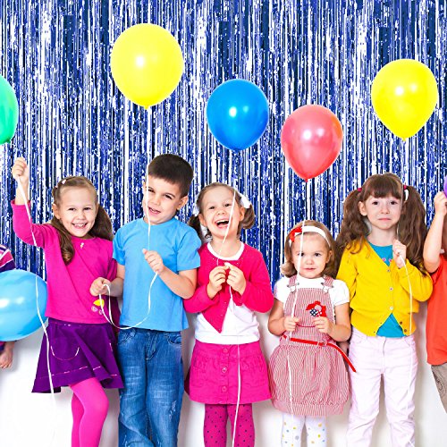 image for Sumind 4 Pack Foil Curtains Metallic Fringe Curtains Shimmer Curtain f