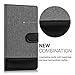 kwmobile Wallet Case for BlackBerry Priv - Fabric and PU Leather Flip Cover with Card Slots and Stand - Grey Black