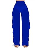 Jumppmile Women's Ruffle Sheer Mesh Swimwear Bikini Cover Up Pants See Through