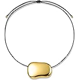 SHINYY Bean Necklace for Women | 18K Gold Plated Chunky Rope Pendant | Trendy Jewelry for Her
