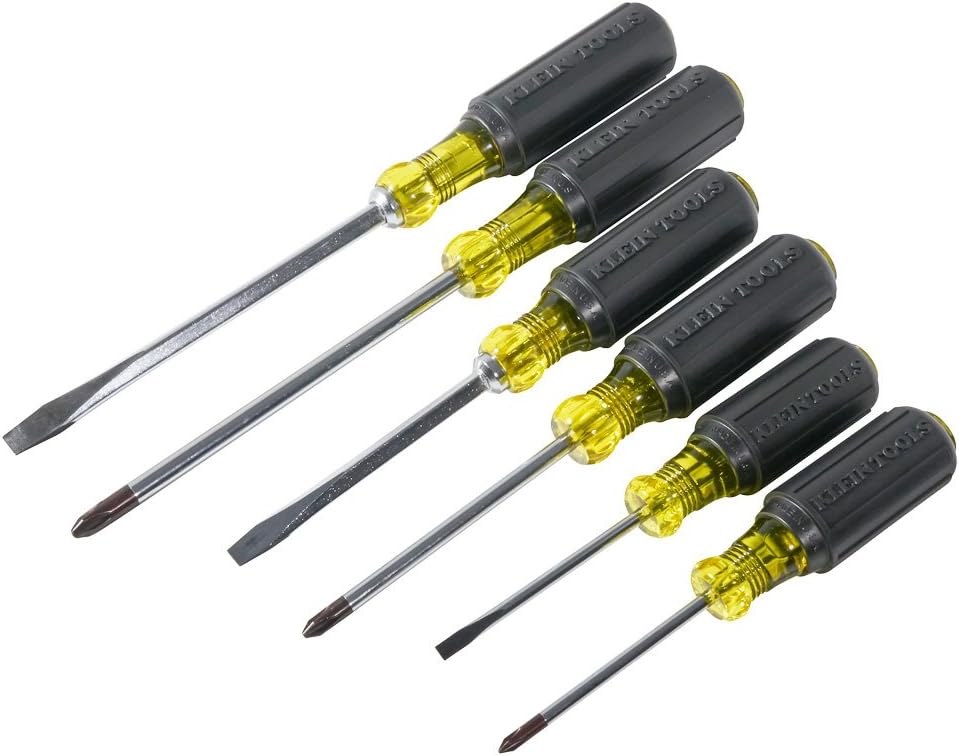 Klein Tools 85146 Screwdriver Set 6pcs Includes Magnetizer / Demagnetizer, 3 Slotted, 3 Phillips, Cushion Grip Comfort, Precision Machined - - 