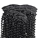 Art of Love 100% Human Hair Afro Kinky Curly Clip in Hair Extensions Natural Black Most Popular Weaves Clip on Hair Extension Pieces #1b Color 100g for Black Women (14