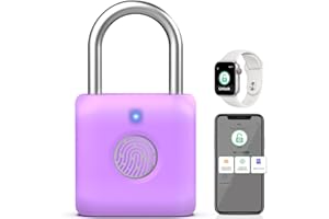Pothunder Fingerprint Padlock, Smart Padlock, Locker Lock, Combination Fingerprint Lock with APP Unlock, USB Rechargeable, Suitable for Gym Locker(Lavender Purple)