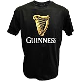 Guinness Black Guinness Classic T-Shirt with an Irish Gold Harp Design (S-L)