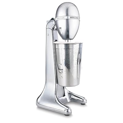 Hamilton Beach DrinkMaster Electric Drink Mixer, Retro Milkshake Maker & Milk Frother, 2 Speeds, Extra-Large 28 oz. Stainless Steel Cup, Classic Chrome