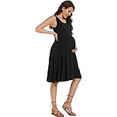 Smallshow Women's Maternity Dress Sleeveless Ruffle Tank Pregnancy Clothes
