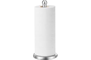 Paper Towel Holder Countertop, Paper Towel Holder with Solid Weighted Base, for Standard and Large Size Rolls (Silver)