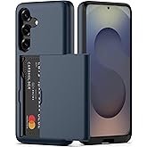 Nvollnoe for Samsung Galaxy S25 Case with Card Holder Dual Layer Heavy Duty Protective Case Hidden Card Slot Slim Wallet Cover for Samsung S25 6.2''(Blue)