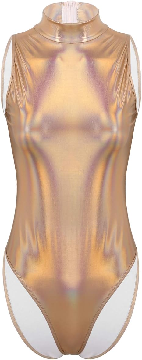 TiaoBug Mädchen Metallic Jacke - Langarm Bluse Mit Reißverschluss Für Tanz & Disco