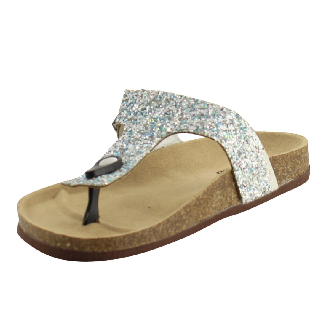Forever FR20 Women's Glitter Thong Slide Flip Flop Sandals, Color:Silver, Size:7.5