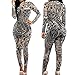 Women Jumpsuits Tribal Tattoo Printed Dumpsuit Sexy Bodysuit Playsuit, Black, X-Large