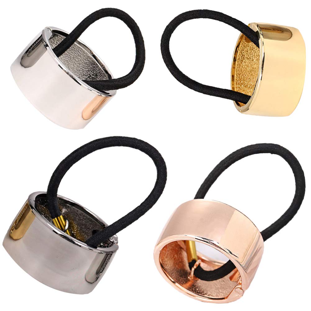 SUNSK Ponytail Holder Clip Metal Hair Cuffs Hair Rope Ponytail Buckle Fashion Hair Accessories Elastic Hair Ties for Women Girl 4 pcs