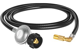 Jakivew 6 FT Propane Regulator Hose for Blackstone 17" and 22" Tabletop Griddle, with 90 Degree Elbow Adaptor Replacement Parts Connect to Large Tank