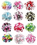 HipGirl Boutique Girls Loopy Ribbon Puff Hair Bow Clips/Barrettes Combo (Ship From USA--Set #2 12pc Smal Loopy Puff Bow Clips)