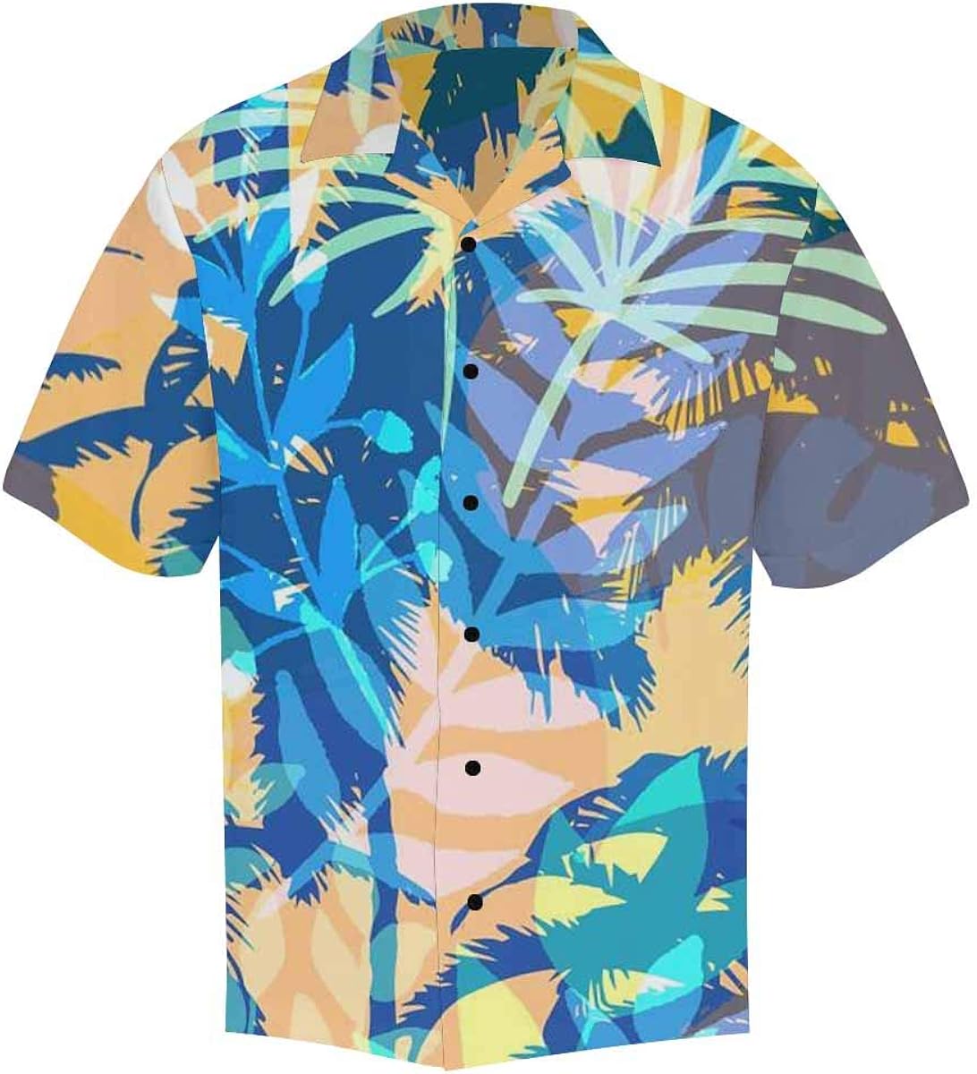 INTERESTPRINT Men's Button Down Hawaiian Shirts Short Sleeve Unique