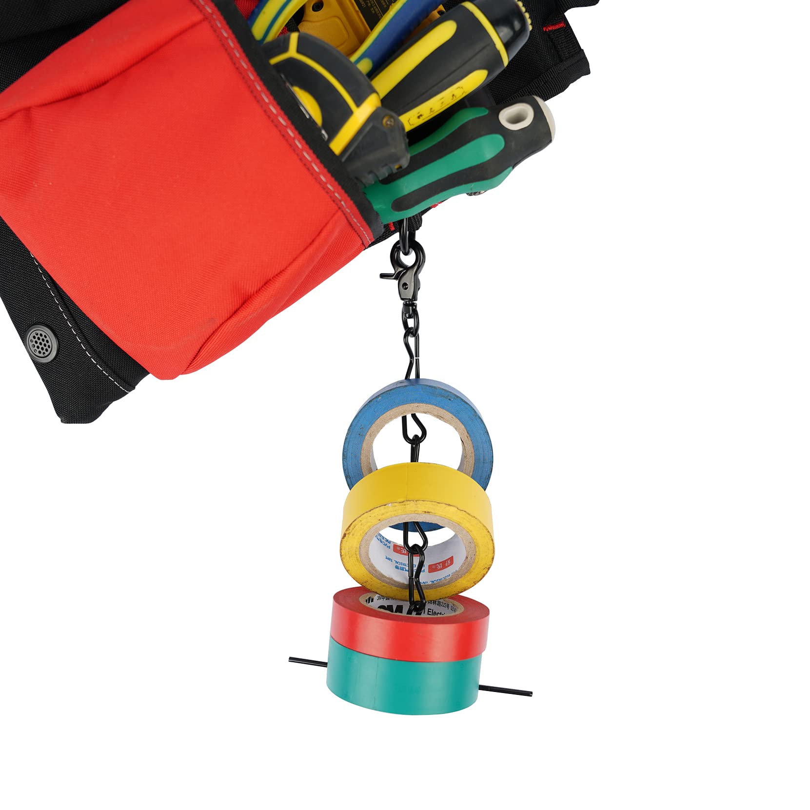 MELOTOUGH Tape Thong for Tool Belt Waist Electricians Tape Holder Chain with Keyring and trigger snap hook Black Plating 1 pack