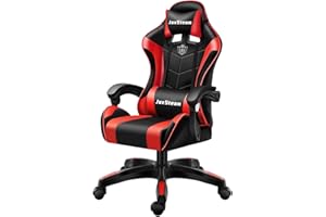 JaxSteam Gaming Chair Office Chair High Back Computer Leather Desk Chair Racing with Swivel with Headrest and Lumbar (Black and Red, 1)