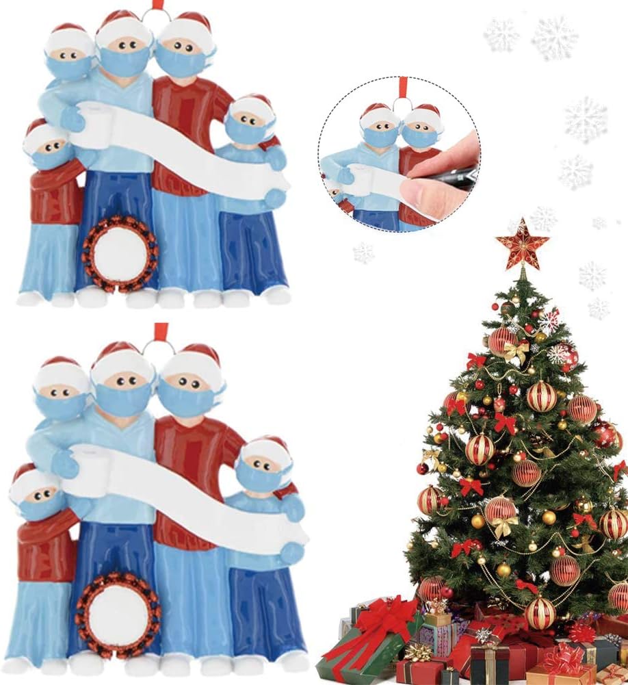 Diy Survived Family Customized Christmas Tree Decorations Creative Personalized Name A Family 1 People Bud K 2 Pack Christmas Ornament Kit With Măŝk Pendants Drops Finials Home Kitchen Inningsbreak Com
