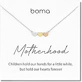 Boma Jewelry Sentiments Collection Motherhood Sterling Silver Three Hearts with 14kt Rose and Yellow Gold Vermeil Necklace, 18 Inches