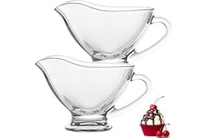 HOMUS 7oz Glass Gravy Boat with Handle - Dishwasher and Microwave Safe - Set of 2