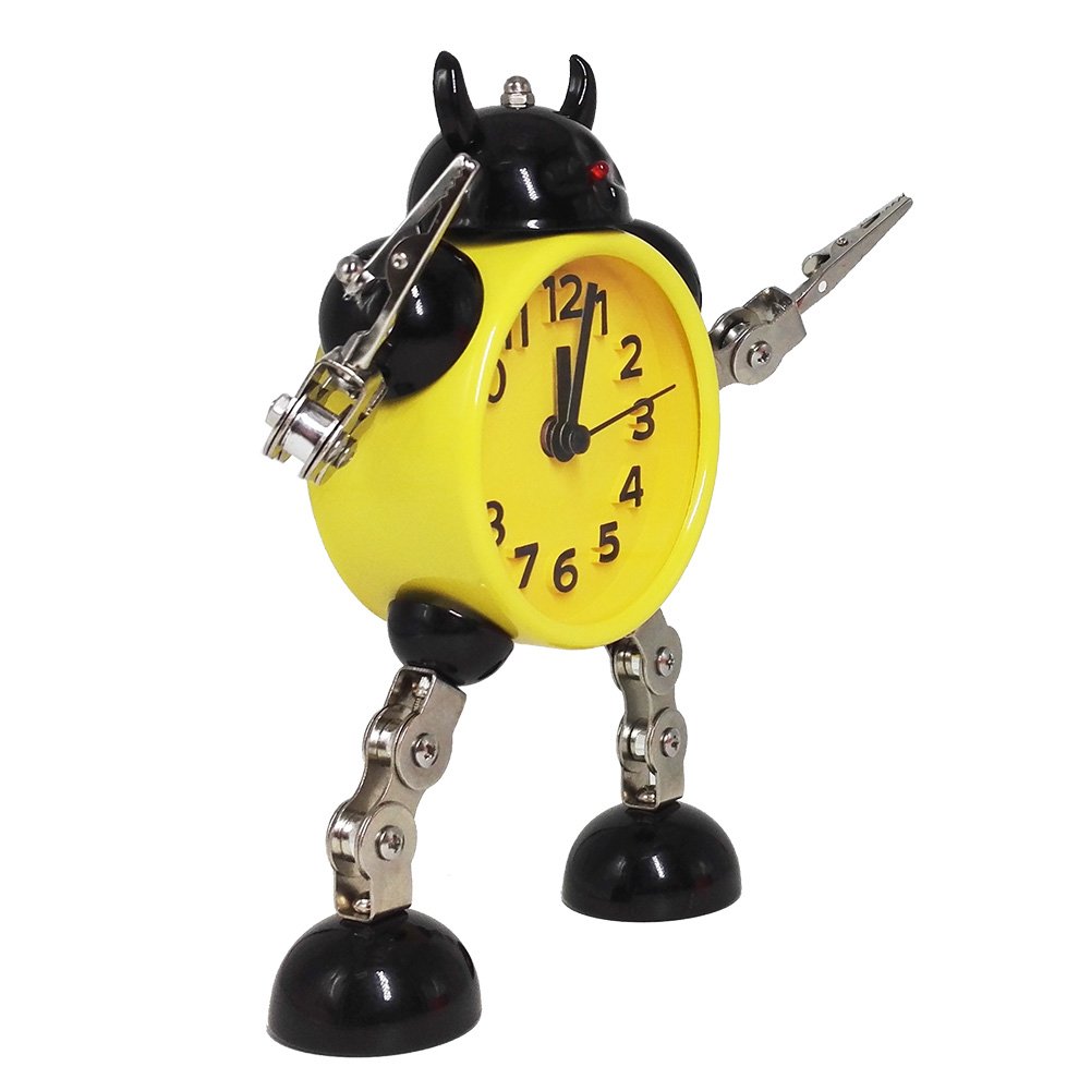 Gigibon Alarm Clock Robot, Kids Gift Cute&Fun, Battery-operated,to Move/Twist Legs & Arms for Many Poses, Gift to Children (1, Yellow)