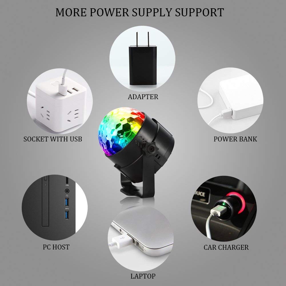 AveyLum Disco Ball Party Light USB Night Light Sound Control Strobe Light for Kids Birthday Karaoke Bar Club Stage DJ Camping Lighting