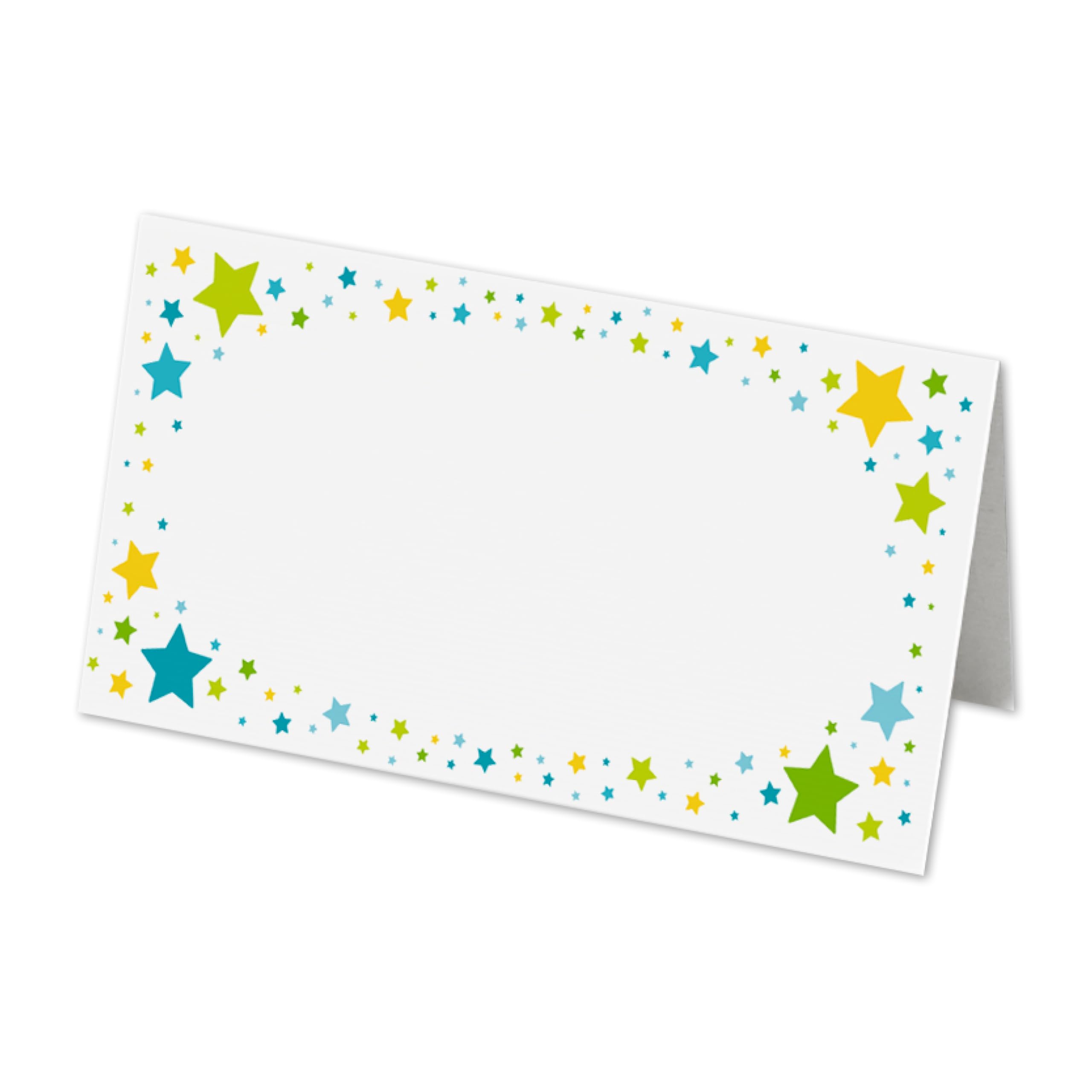 50 Blue Star Name Place Cards - 8cm by 4cm Place Name Cards for Table Setting, Christmas, Parties, & Wedding Decoration (Pack of 50)
