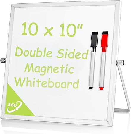 Amazon 小型デスクトップホワイトボード 10 X 10インチ 両面ポータブルテーブルトップ Todoリストメモ帳 磁気ホワイトボードイーゼル オフィス 自宅 学校用 ホワイトボード 文房具 オフィス用品