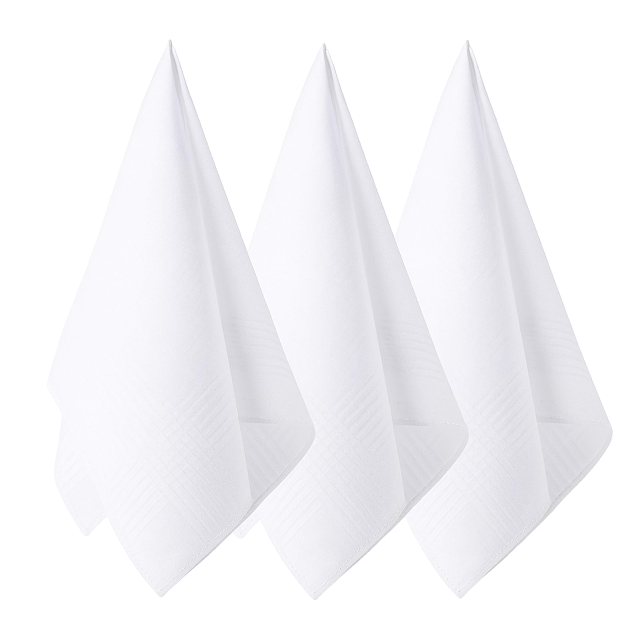 Family Bedding 12 Pack Ladies 100% Cotton Plain White Handkerchiefs With Satin Stripe Border