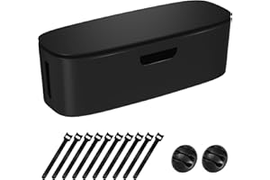 CHOUKY Cable Management Box - Large Cord Organizer Box to Hide Power Strip & Under Desk, TV Computer Wires Cable Organizer Box with Baby Proofs, Desk Cord Organizer for Home/Office - Black