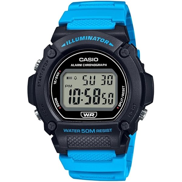 Casio Illuminator Alarm Chronograph Digital Watch W-219HB-3AVCF