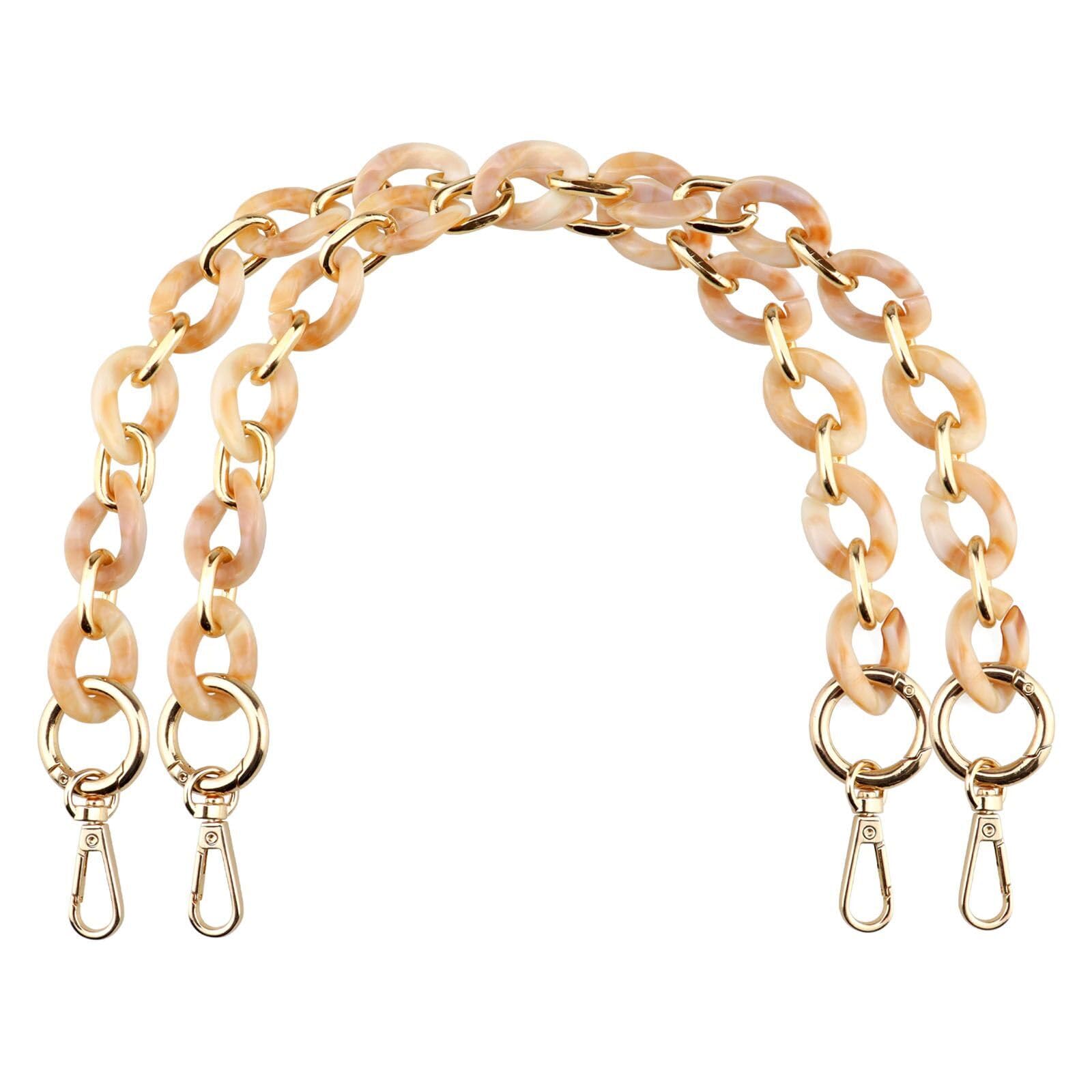BEAULEGAN Acrylic Aluminum Chain Handbag Handles, Replacement Straps for Purse Bag, Set of 2 Pcs, 40cm Long (Yellow/Gold)