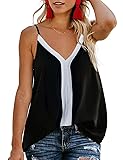 TECREW Women's Striped V Neck Spaghetti Straps Tank