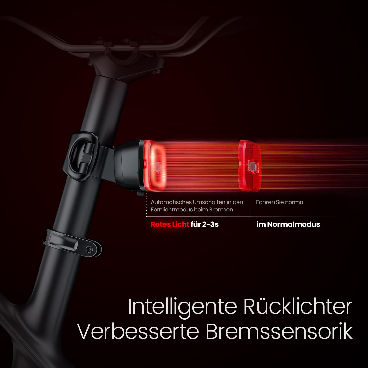 KCCYB Fahrradlicht Set，StVZO Zugelassen Vorne und Rücklicht,IPX5 Wasserdicht Fahrradlichter mit intelligentem Bremslicht,Wiederaufladbares Fahrradlampe für Nachtfahrten 5