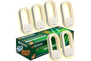 REVOLMAX A28, Ultrasonic Pest Control Repeller - Electronic & Ultrasound, Indoor Plug-in Repellent - Get rid of - Rodents, Mice, Squirrels, Bats, Insects, Bed Bugs, Ants, Fleas, Spiders, Roaches (6Pack, White)