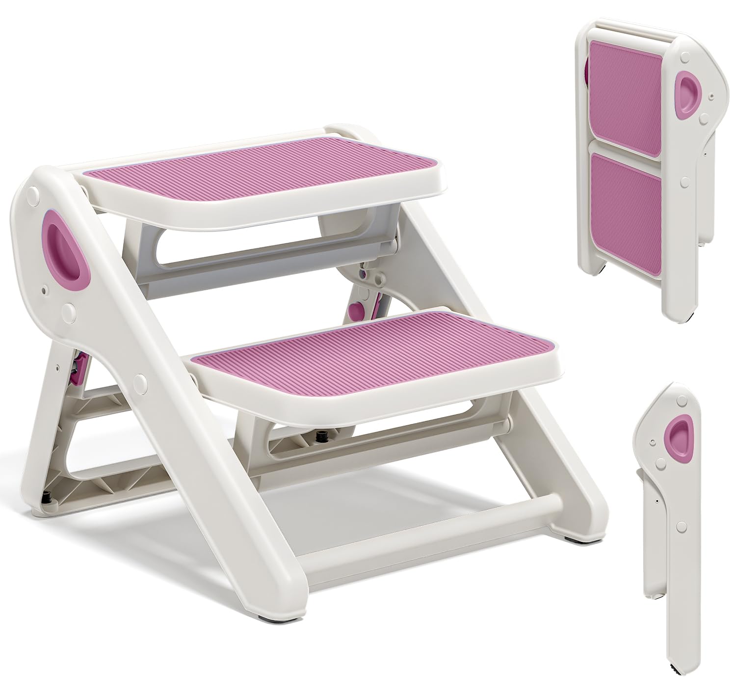 Photo 1 of Foldable Toddler Step Stool for Bathroom Sink - 2-Step Kids Stool for Potty Training, Kitchen Counter & Bedroom, Sturdy Non-Slip Child Safety Stool Helper
