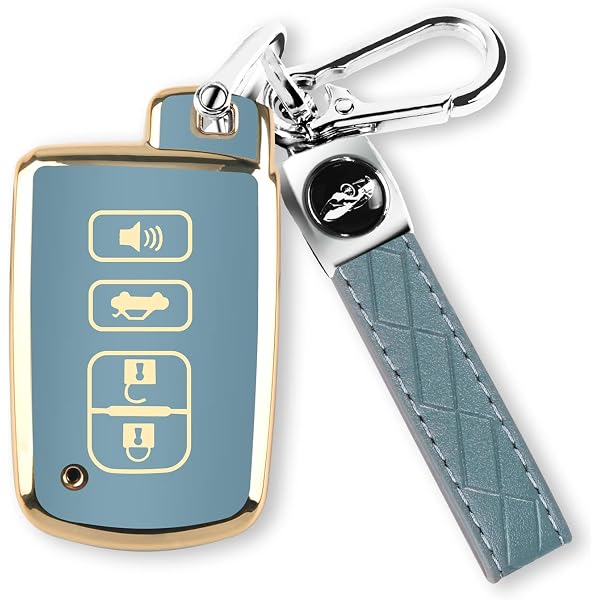 KUNIO TPU Key Fob Cover For Lexus - 3-Button, Protective Shell Case, Gray