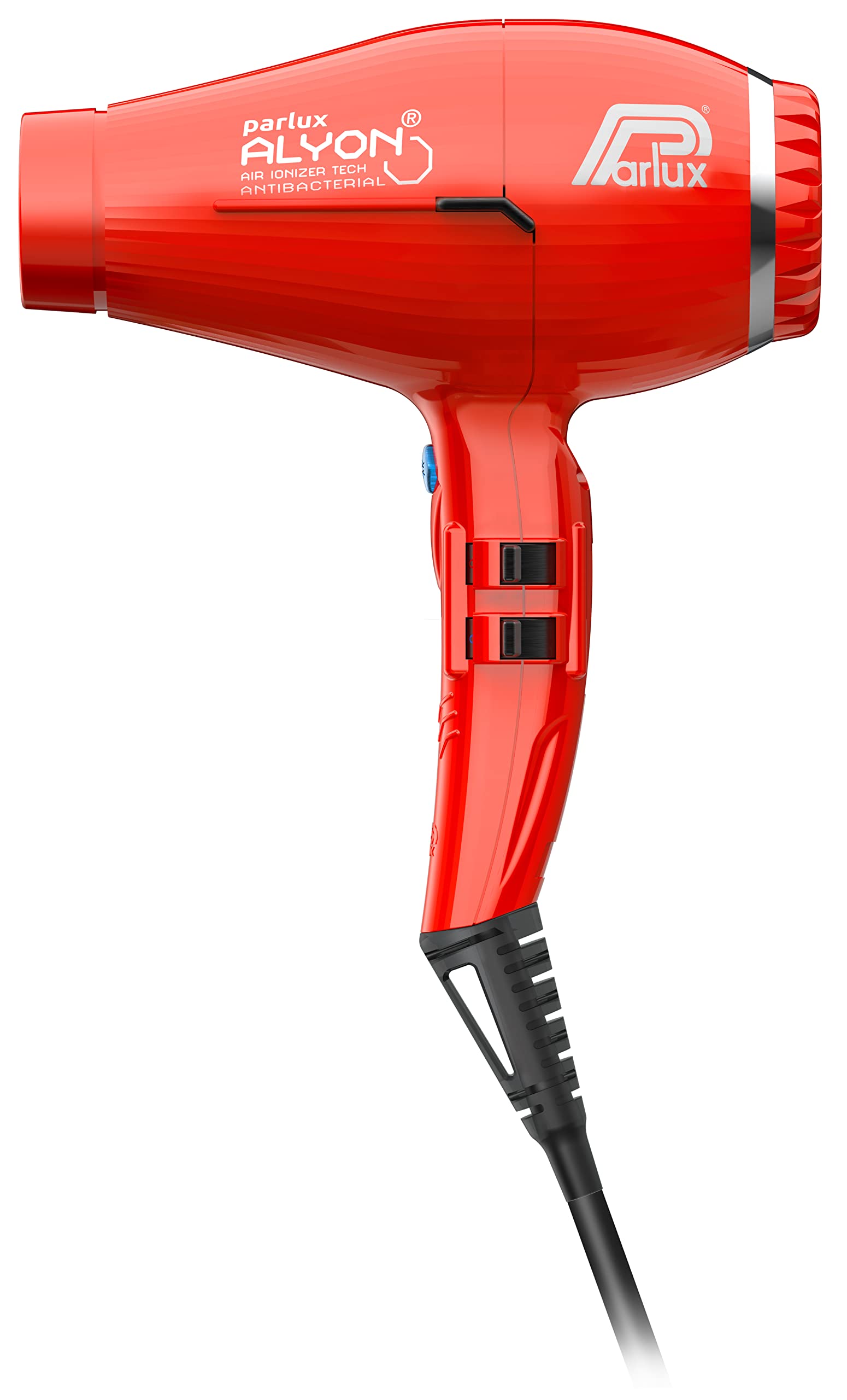 Parlux Alyon Hair Dryer. Light, Long Life Professional Hairdryer with Air Ionizer Technology & 2 Concentrator Nozzles. 2250 W Blow Dryer with 2 Speeds, 4 Temperatures & Cold Shot Button. (Red)