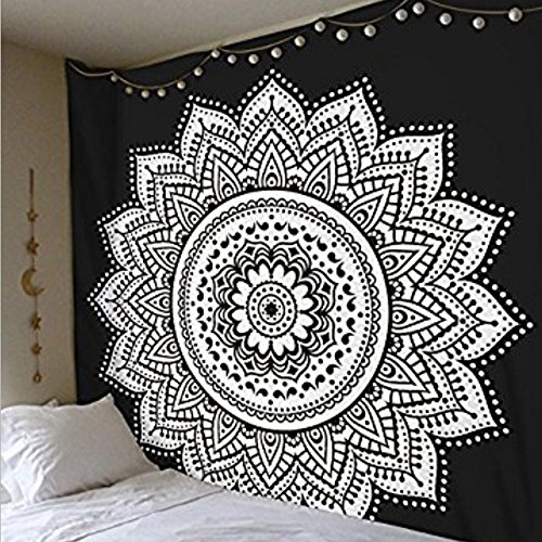 TAGGMY Blanket for Wall Hanging Tapestry Table Cloth Bedspread Beach Towel Mat Table Decoration Quilts (210150CM, Black)