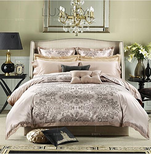 Classical style Pure cotton [Geometric patterns] Duvet Cover Set 4 Pieces(1Duvet cover 1Flat sheets 2Pillow)-A Queen1